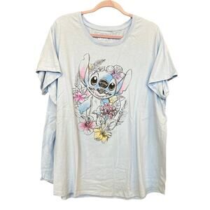 Disney Stitch Hawaiian Light Blue S/S Graphic Tee Size 3XL